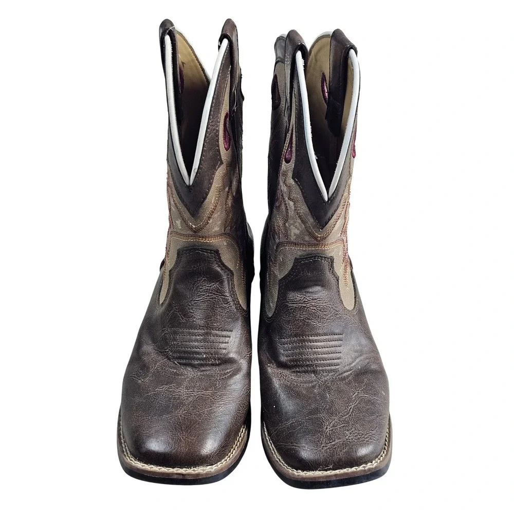 Laredo Kids Brown LC2261 Square Toe Western Cowboy Boots Size 3M